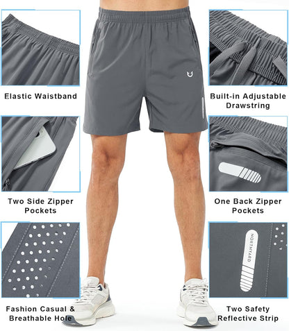 Men'S Athletic Running Shorts Quick Dry Workout Shorts 7"/ 5"/ 9" Lightweight Sports Gym Basketball Shorts Hiking
