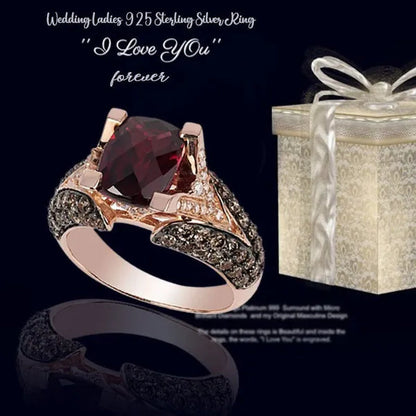 Retro Luxury Natural Red Stone Handmade Crown Ring Women'S Silver Colors Ring Princess Cut Diamond Ruby Ring Antique Proposal Gift Rings Bridal Wedding Band Anniversary Party Jewelry