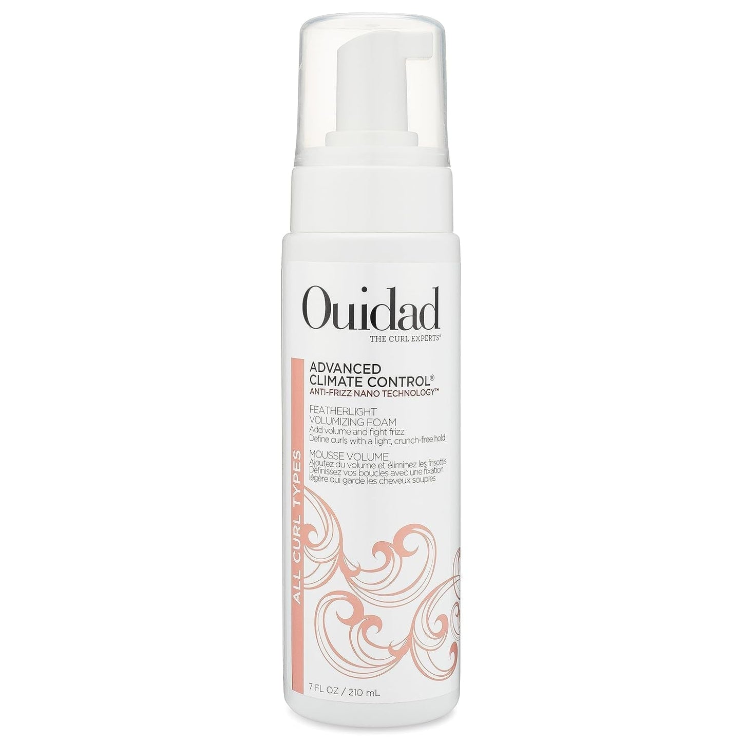 Ouidad Advanced Climate Control Volumizing Foam - 7 Fl Oz, Lightweight Hair Styling Foam, Anti-Frizz Nano Technology, Adds Volume, Fights Frizz & Defines Curls, Crunch-Free Hold, for All Curl Types