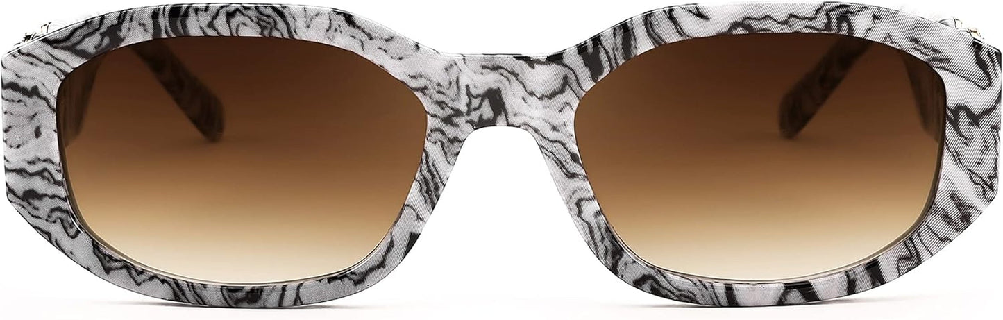 Retro Trendy Rectangle Sunglasses Women Men Vintage 90S Small Narrow Square Sunglasses B2322