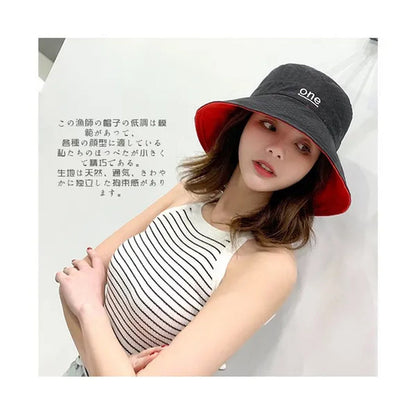Fashion Letter embroidery Double Side Hats Vintage cotton Fisherman Hat Women Couple Sunhat Cap Hip Hop Punk Hat Outdoor Cap for Men Women Bucket Hat