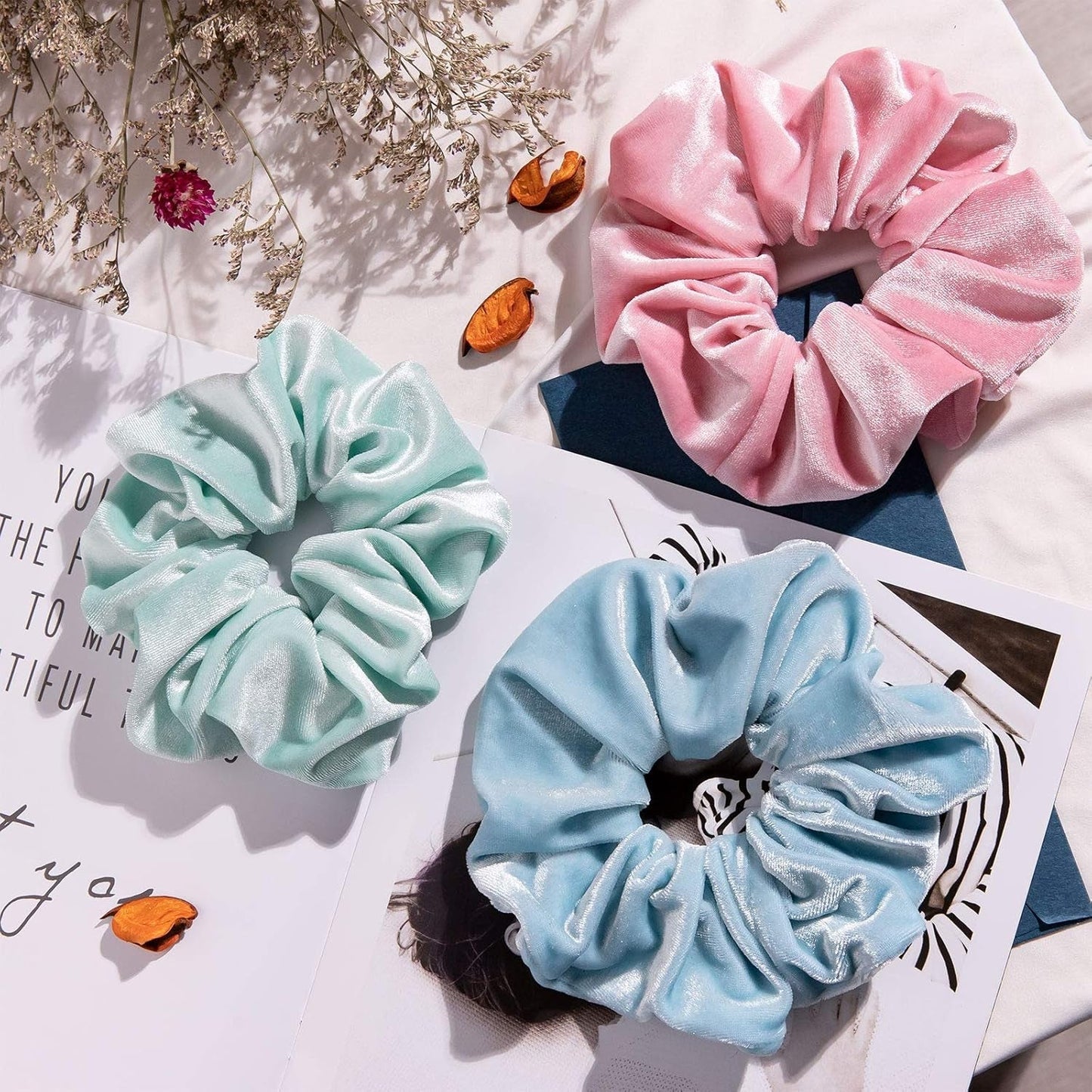 Pastel Hair Scrunchies Large Velvet Elastic Scrunchy Bobbles Ice Cream Color Hair Bands Soft Hair Ties Hair Accessories for Girls Women, 6 Colors