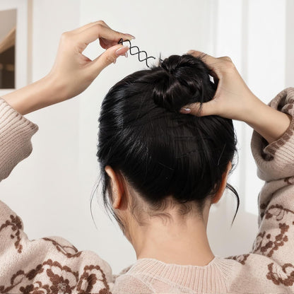 50PCS Spiral Hair Pins, Spin Pins Non-Scratch round Tips, Twist Screw Hair Pin for Women Bun Hair Style DIY, Spiral Bobby Pins Black