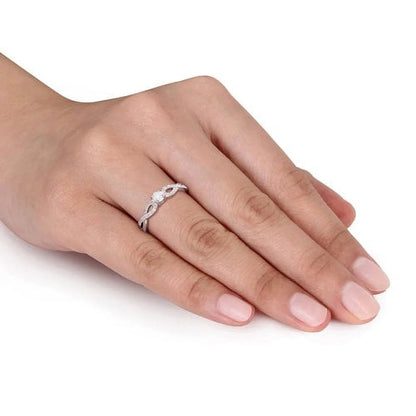 Women'S 1/10 CT Opal 1/10 CT T.W. Diamond Sterling Silver Infinity Symbol Anniversary Ring