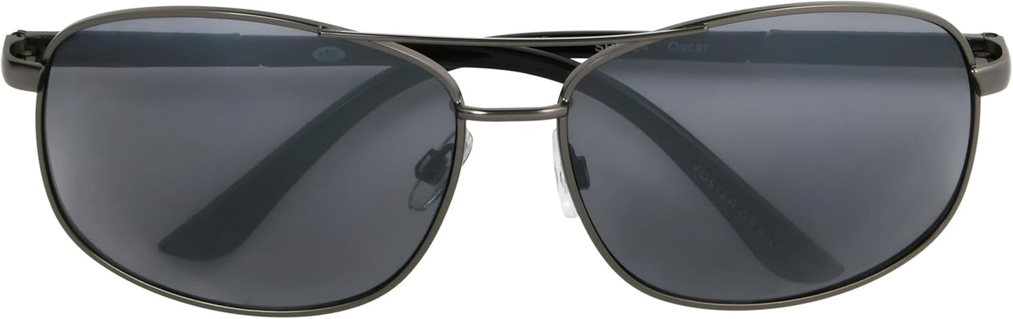 Men'S Oscar Wrap Sunglasses, Gunmetal/Smoke, 64 Mm
