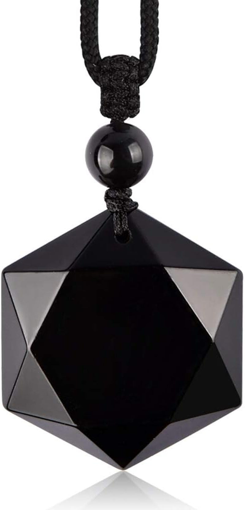 Women'S Necklaces Men'S Necklaces Pure Natural Obsidian Hexagon Pendant Necklace Adjustable Cord Gemstone Pendant Religious Jewelry for Men Women - WORLD TIME VISITS