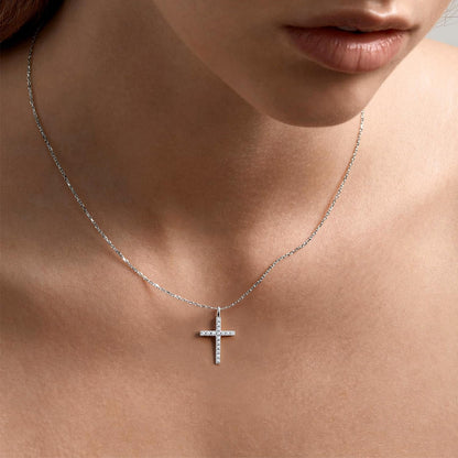 Moissanite Cross Necklaces, D Color VVS1 S925 Sterling Silver, Moissanite Cross Pendant, Wedding Anniversary Christian Jewelry Valentines Gifts