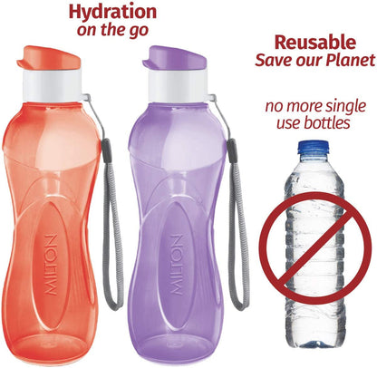 Water Bottle Kids Reusable Leakproof 17 Oz 4-Pack Plastic Wide Mouth Large Big Drink Bottle BPA & Leak Free with Handle Strap Carrier for Cycling Camping Hiking Gym Yoga
