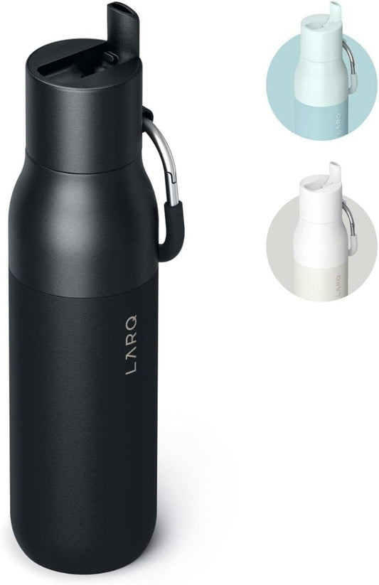 Bottle Flip Top 25 Oz - Insulated Reusable Stainless Steel Water Bottle with Straw | Thermos, BPA Free | for Sports, Gym, and Travel | Keep Drinks Cold for 24 Hours | Obsidian Black