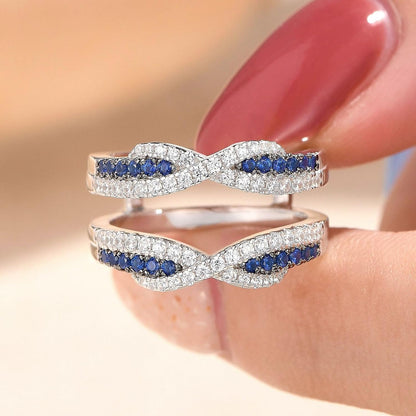 SHELOVES Blue Sapphire White CZ Ring Enhancer for Engagement Rings Infinity Wrap Guard 925 Sterling Silver 5-10 - WORLD TIME VISITS
