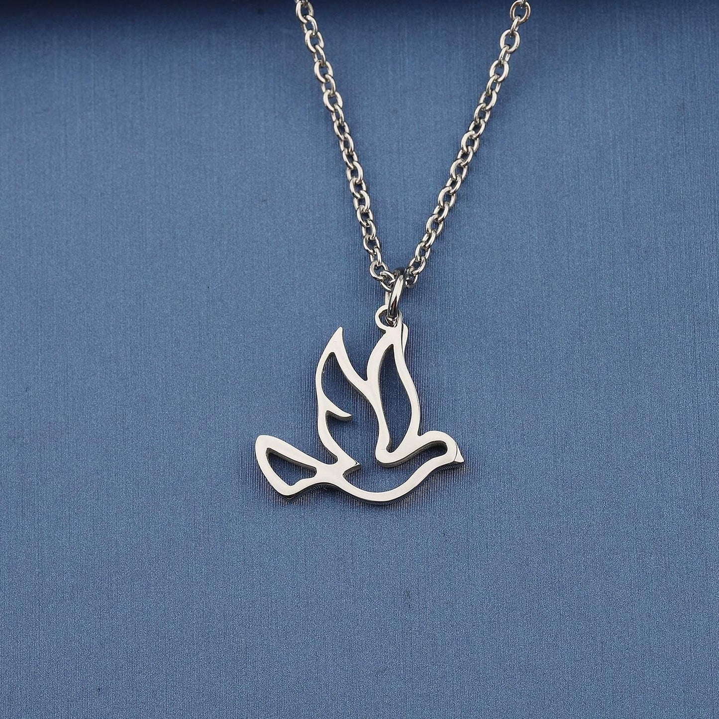 Stainless Steel Soaring Dove Bird Pendant Necklace Bird Jewelry Peace Gift for Her