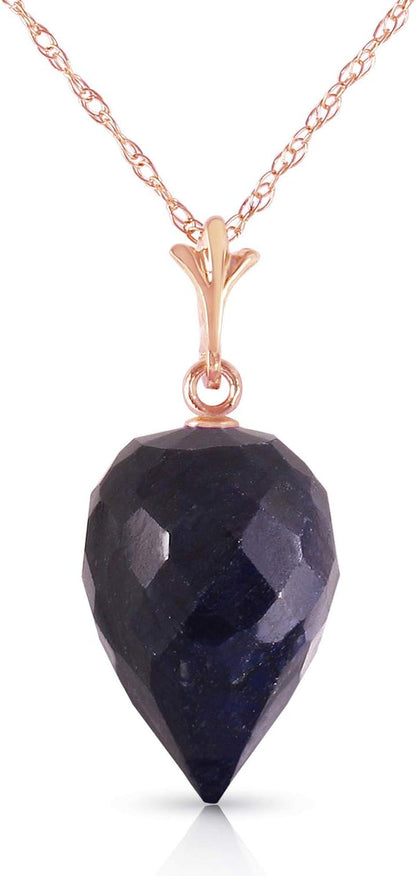 14K Gold Pointy Briolette Natural Sapphire Pendant Necklace