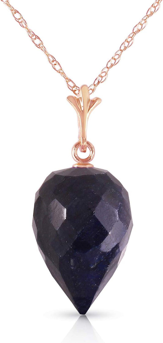 14K Gold Pointy Briolette Natural Sapphire Pendant Necklace