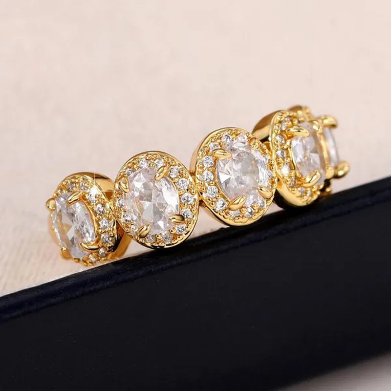 Trendy 925 Sterling Silver 5 Stone White Sapphire Diamond Rings for Women Bridal Romantic Proposal Ring Jewelry