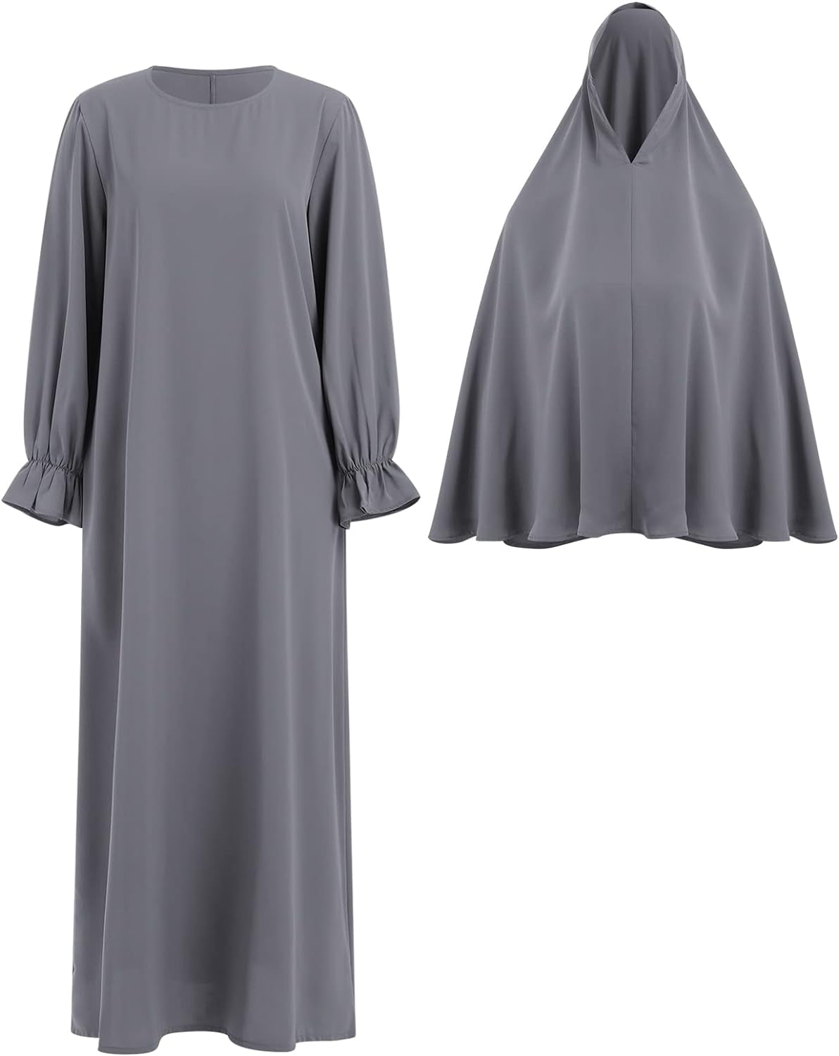 Women'S Muslim Prayer Dress with Hijab Scarf Turkey Kaftan Abaya Dress Two-Piece Full Length Dress