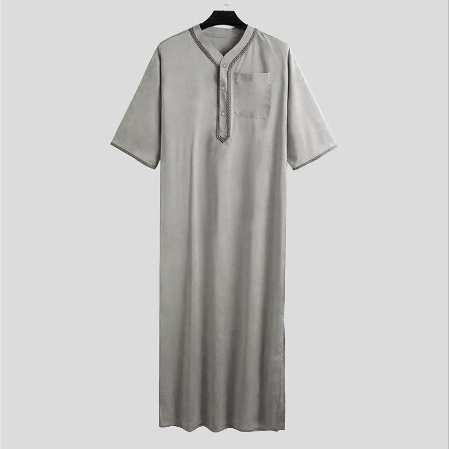 Muslim Clothes for Men Marocain Men'S Muslim Stripe Long Robe Black Robe Men Mens Muslim Thobe for Men Islam Mens Nightshirt Muslim Thobe Robe for Men Thobe for Men