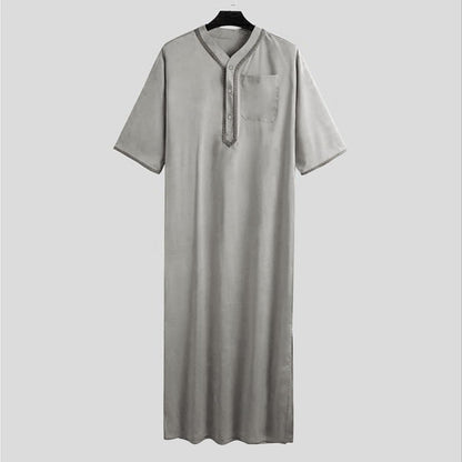 Muslim Clothes for Men Marocain Men'S Muslim Stripe Long Robe Black Robe Men Mens Muslim Thobe for Men Islam Mens Nightshirt Muslim Thobe Robe for Men Thobe for Men