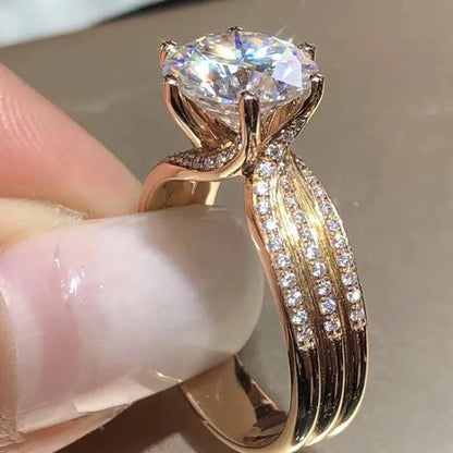 Fashion Delicacy Luxury Jewelry for Women Wedding Band Exquisite Round Cut zircon Engagement Anniversary Promise Rings