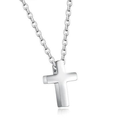 Simple Style Titanium Steel Silver / Black / Rose Gold Exquisite Tiny Cross Pendant Choker Necklaces New Elegant Charm Clavicle Chain Necklace for Women Girl Jewelry 45Cm Chain