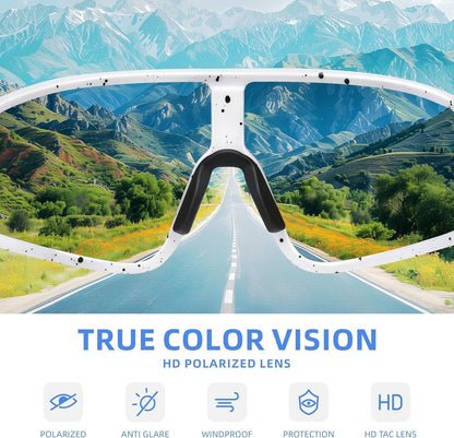 Sports Polarized Sunglasses: TR90 Outdoor Cycling Glasses for Men Women UV400 Protection Whiteblue, Large