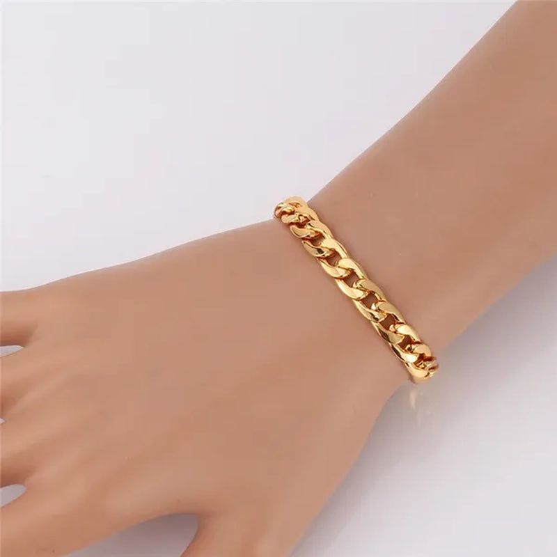 Men Cuban Link Bracelet 18K Stamp Platinum/Rose Gold/Yellow Gold Plated Curb Chain Bracelets