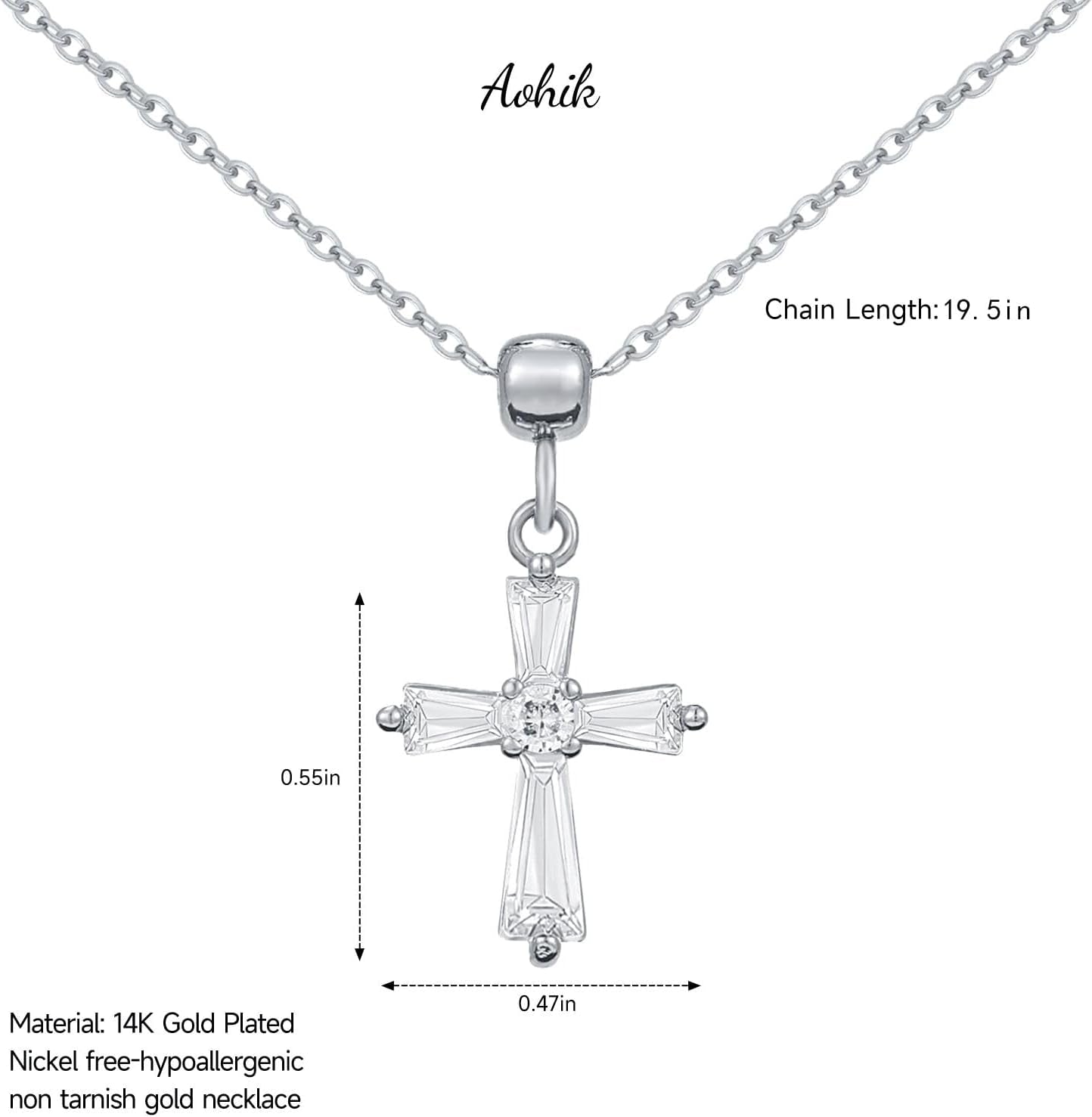 Dainty 14K Gold Choker Cross Charm Necklace for Women, Cross Gold Pendant Necklace Trendy Non Tarnish