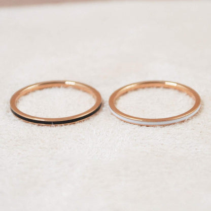 Women'S Stainless Steel 1MM Thin Midi Stacking Ring Enamel Plain Rose Gold Wedding Band Size 3 to 10