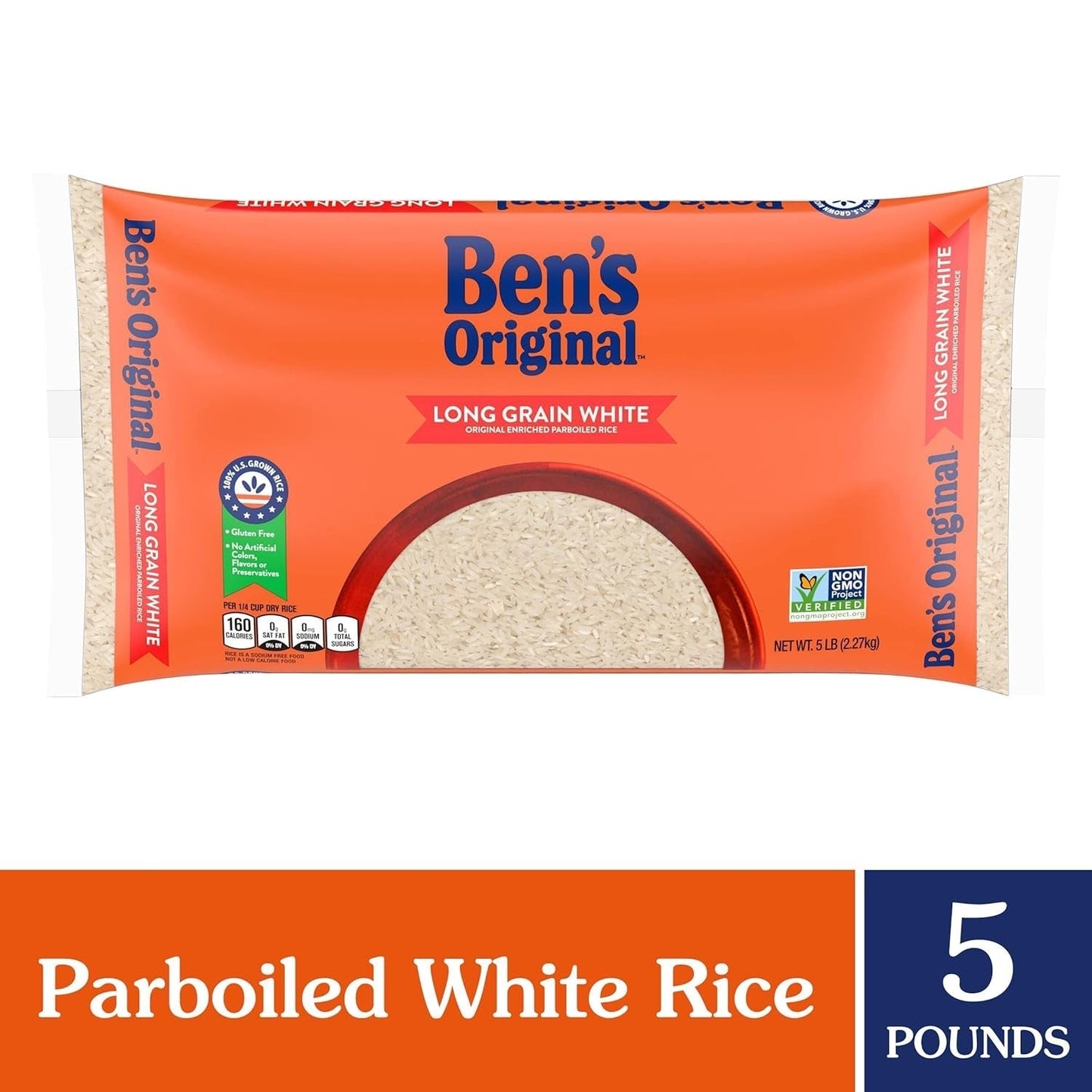 Enriched Long Grain White Rice, Parboiled Rice, 5 Lb Bag