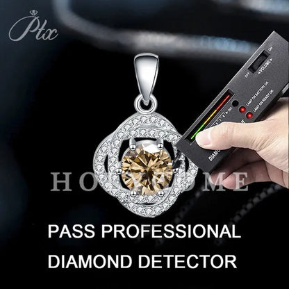 HOLYCOME Real Moissanite Diamond Necklace for Women Girls 925 Sterling Silver Mini Moissanite Rose Flower Pendant Necklace Fine Jewelry - WORLD TIME VISITS