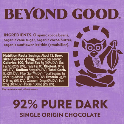 Chocolate | 92% Pure Dark Chocolate Melts, 7Oz Pack | USDA Organic, Direct Trade, Vegan, Kosher, Non-Gmo | Single Origin Uganda Chocolate Perfect for Snacking or Baking