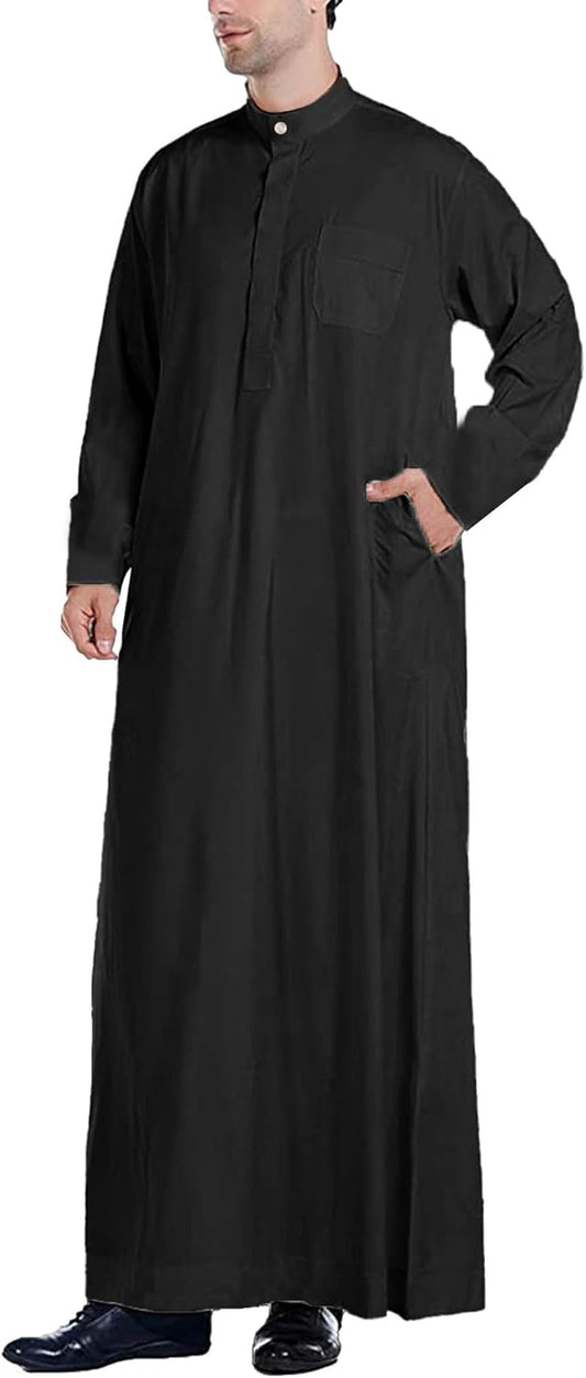 Men Islamic Caftan Thobe Big and Tall Kaftan with Pocket Mens Arab Thobe Men Kaftan Thobe