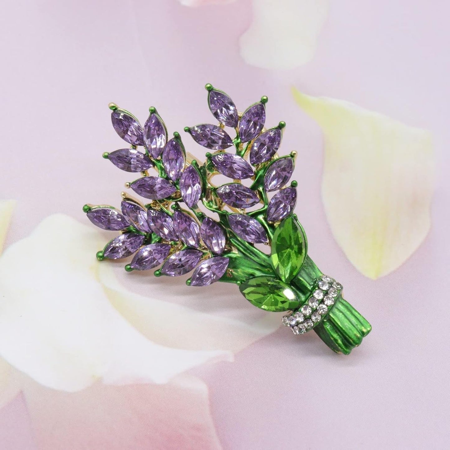 Lavender Flower Brooch Crystal Rhinestone Tulip Brooch Elegant Accessories Jewelry Women Brooches and Pins Fashion Jewelry Wedding Flowers Lapel Pin