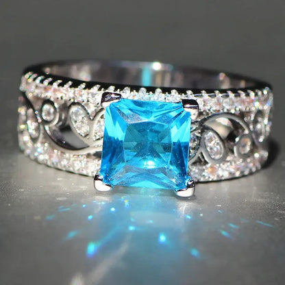Elegant Silver Yellow Diamond Birthstone Gemstones Engagement Wedding Anniversary Ring Size 6 7 8 9 10