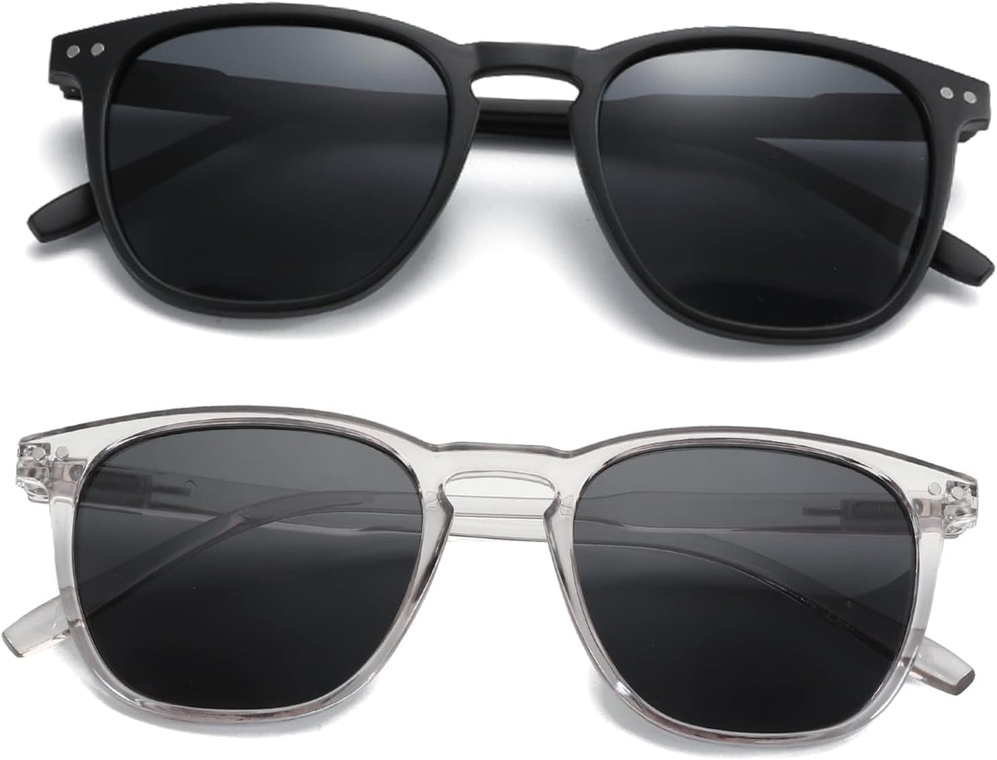 Polarized Sunglasses for Women Men: Retro Shades round | Square Frame UV Protection 2 Pack