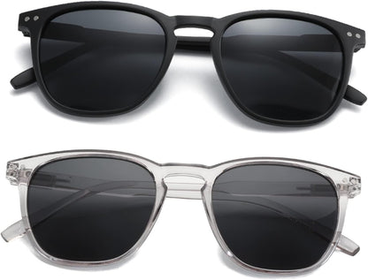 Polarized Sunglasses for Women Men: Retro Shades round | Square Frame UV Protection 2 Pack
