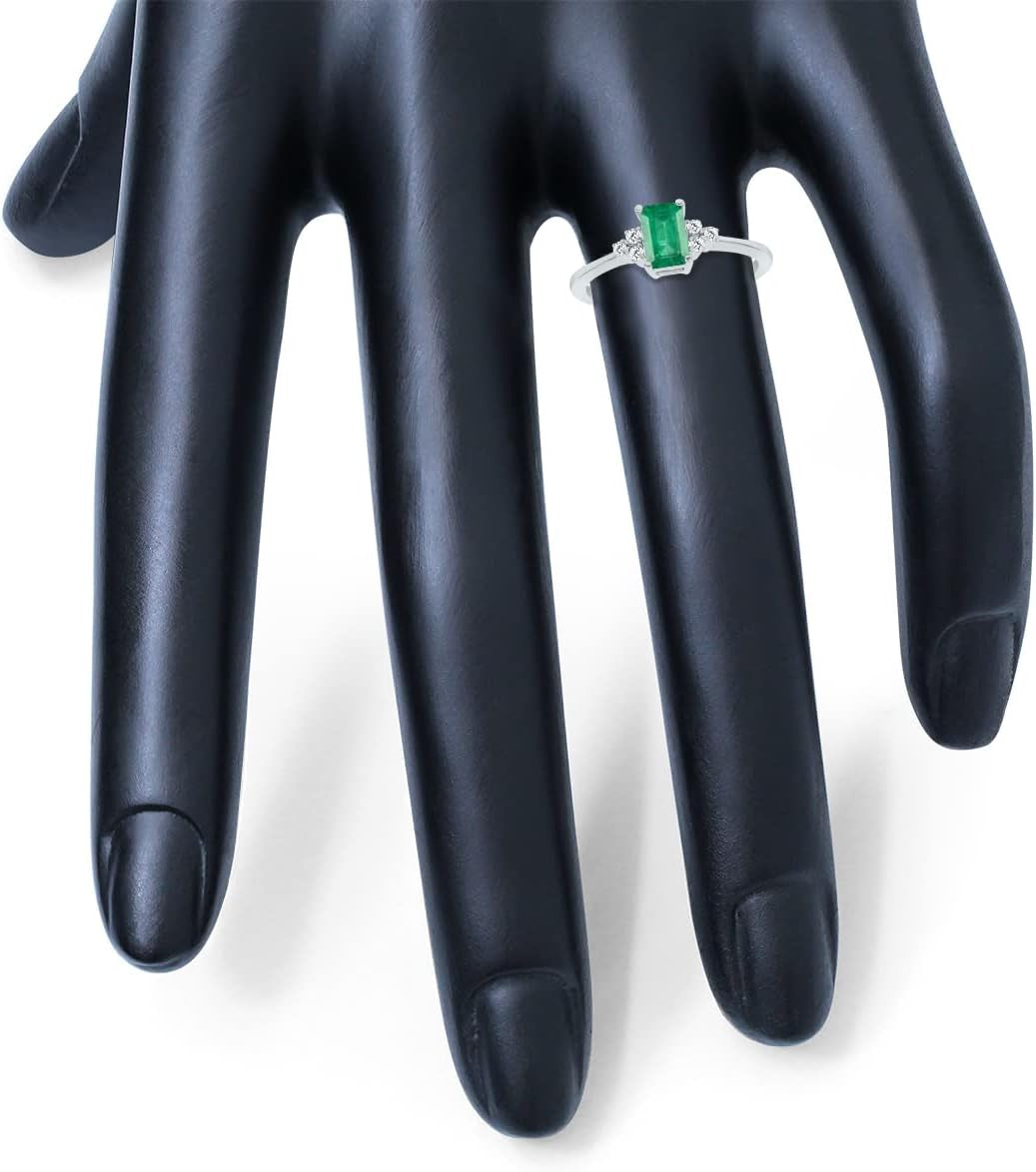 Gemstone and Diamond Ring in 10K White Gold (Available in Emerald, Sapphire, Blue Topaz, Amethyst, and More)