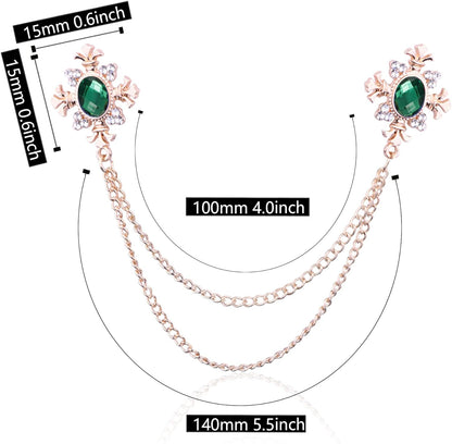 Cross Crystal Tassel Chain Brooch Gold Silver Tassel Collar Pins Broochs Rhinestone Lapel Pin for Men Women Suit Accessories