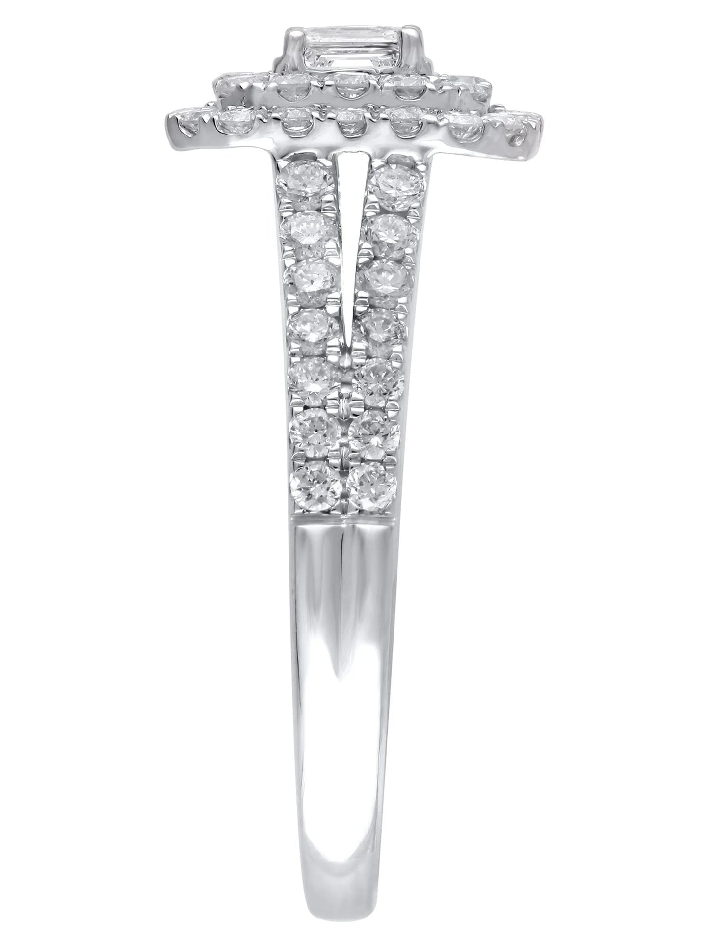 1 Carat T.W. (I2 Clarity, H-I Color)  Emerald Cut Diamond Engagement Ring in 10Kt White Gold, Size 7