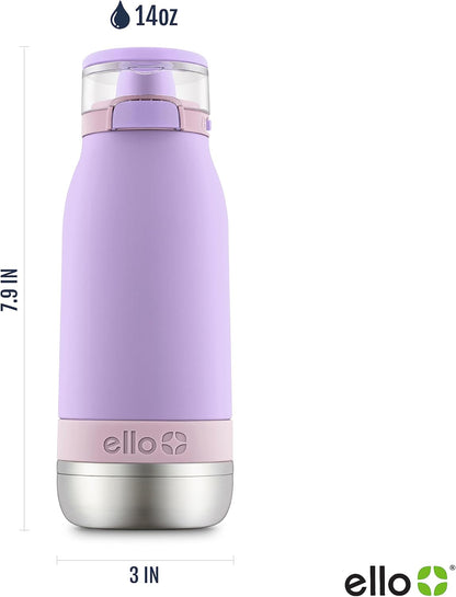 Emma 14Oz Vacuum Insulated Stainless Steel Kids Water Bottle with Straw and Built-In Carrying Handle and Leak-Proof Locking Lid for School Backpack, Lunchbox and Outdoor Sports