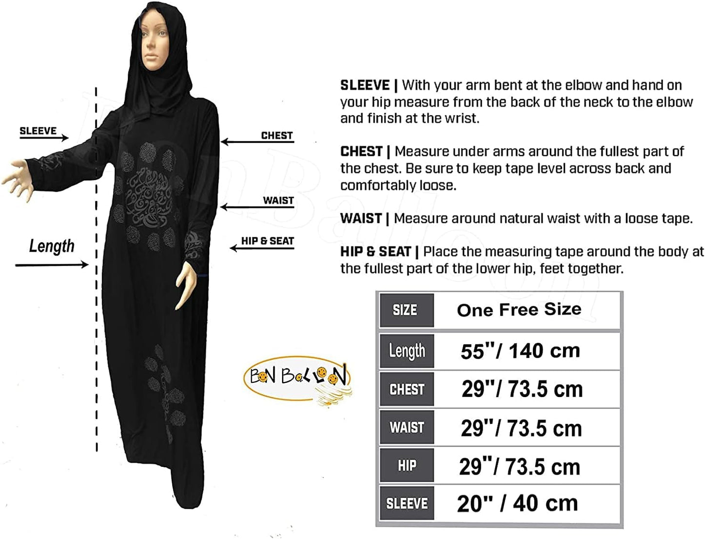 Women'S One Piece Isdal Izdal Muslim Islamic Islami Islam Prayer Overhead Dress Modest Outfit Clothing Hijab Scarf Abaya Galabeya Gilbab Kaftan Robe Attire ( Black ) X-Large