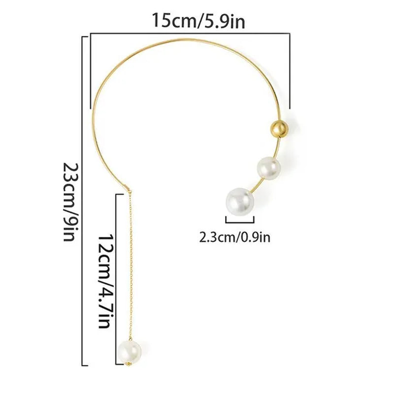 1Pcs Pearl Choker Necklace Elegant Big White Imitation Pearl Choker Necklace Clavicle Chain Fashion Necklace for Women Wedding Jewelry Collar - WORLD TIME VISITS
