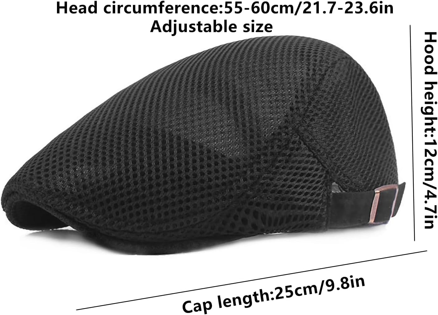 Mens Breathable Mesh Summer Hat Adjustable Newsboy Beret Ivy Cap Cabbie Flat Cap
