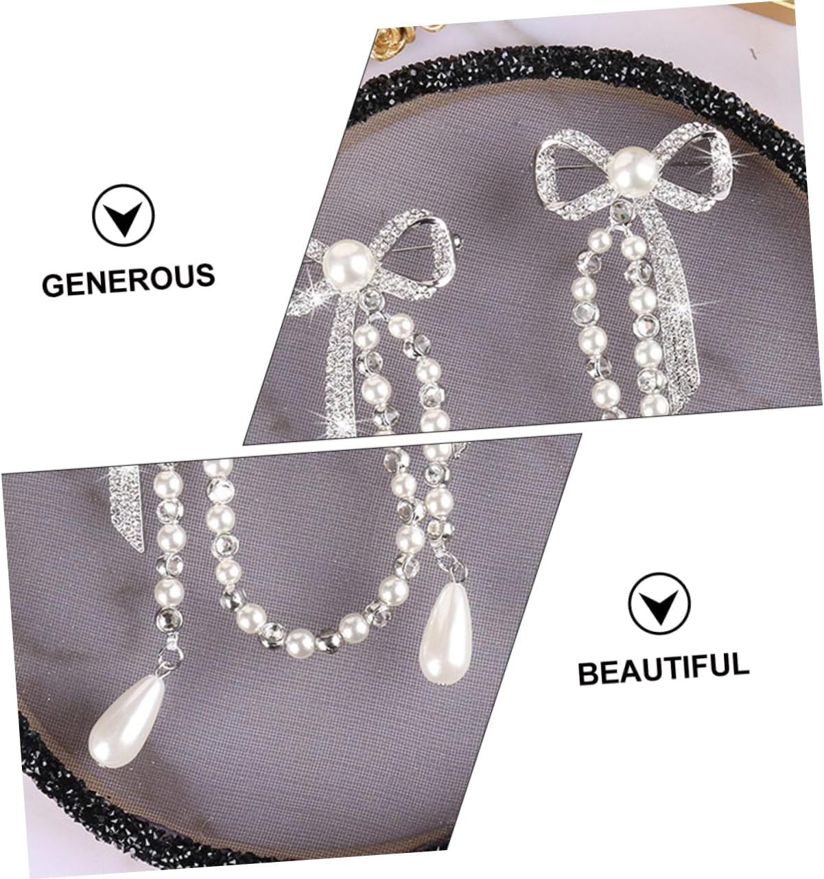 Brooch Pin for Women Elegant Lady Pin Brooch Pearl and Diamond Tassel Brooch Chain Accessory for Dresses Coats and Shawls