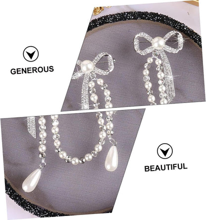 Brooch Pin for Women Elegant Lady Pin Brooch Pearl and Diamond Tassel Brooch Chain Accessory for Dresses Coats and Shawls