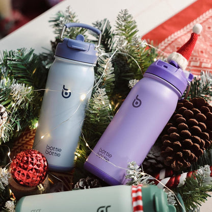 16 Oz Sports Water Bottle Stainless Steel Insulated Kids Water Bottle with Straw and Pills Holder for Gifts and School (Purple)