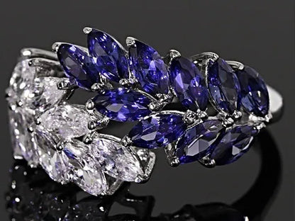 Fancy Sapphire Diamond 925 Sterling Silver Ring Women Wedding Engagement Fine Jewelry