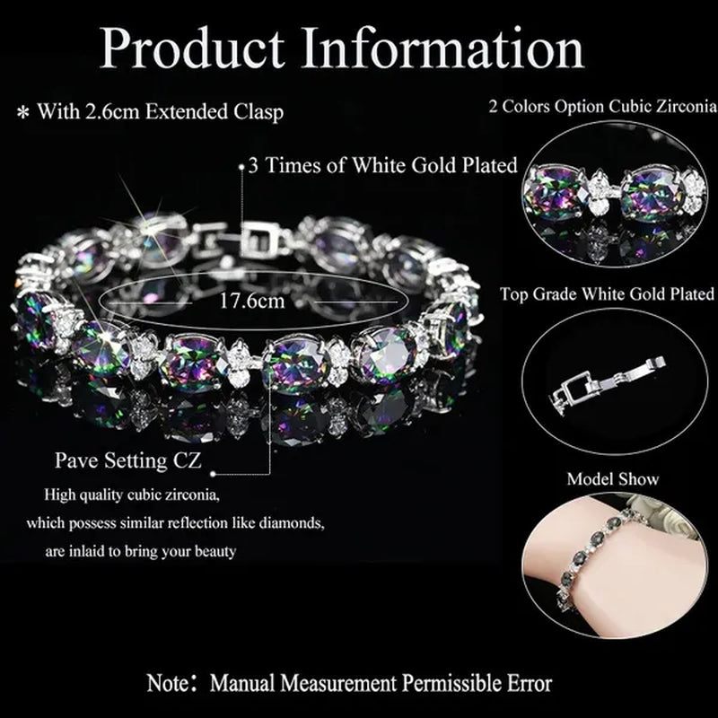 Gloriya Romantic Multicolor Rhinestone Setting Glittering CZ Stone Platinum Plated Bracelets Bangles Luxury Wedding Bracelets For Women Crystal Jewelry