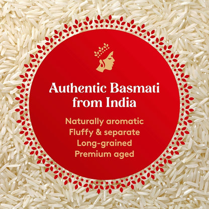 Authentic  - Naturally Aged Long Grain Indian White Basmati Rice - 15 Lbs