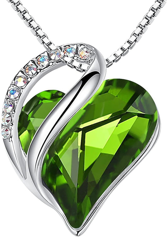 Gift Necklaces for Women, Infinity Love Heart Pendant with Birthstone Crystals, Silver Plated 18 plus 2 Inch Chain, Birthday Jewelry for Wife
