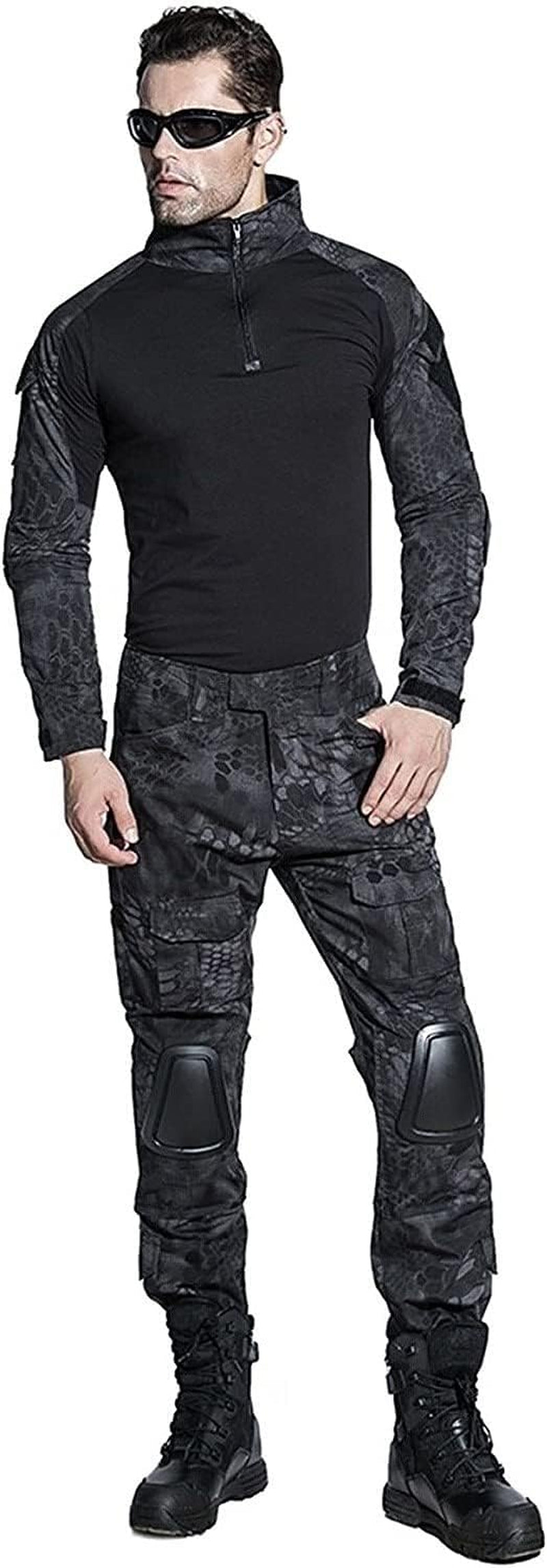 Mens Tactical Military Suits Long Sleeve Rip-Stop Uniforms Combat Shirt and Pants Elbow Knee Pads - WORLD TIME VISITS